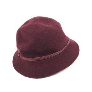 Vintage Callanan Felt Wool Blend Fedora Cloche Hat Womens Burgundy Red One Size